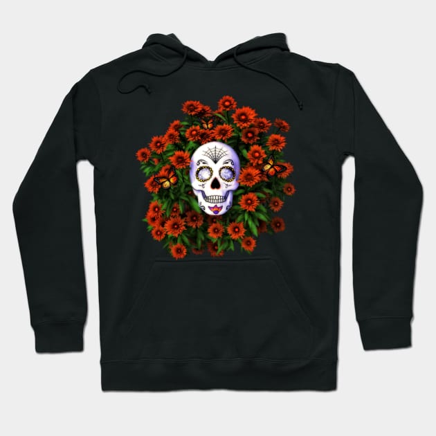 Marigold Sugar Skull Day Of The Dead Hoodie by 2HivelysArt